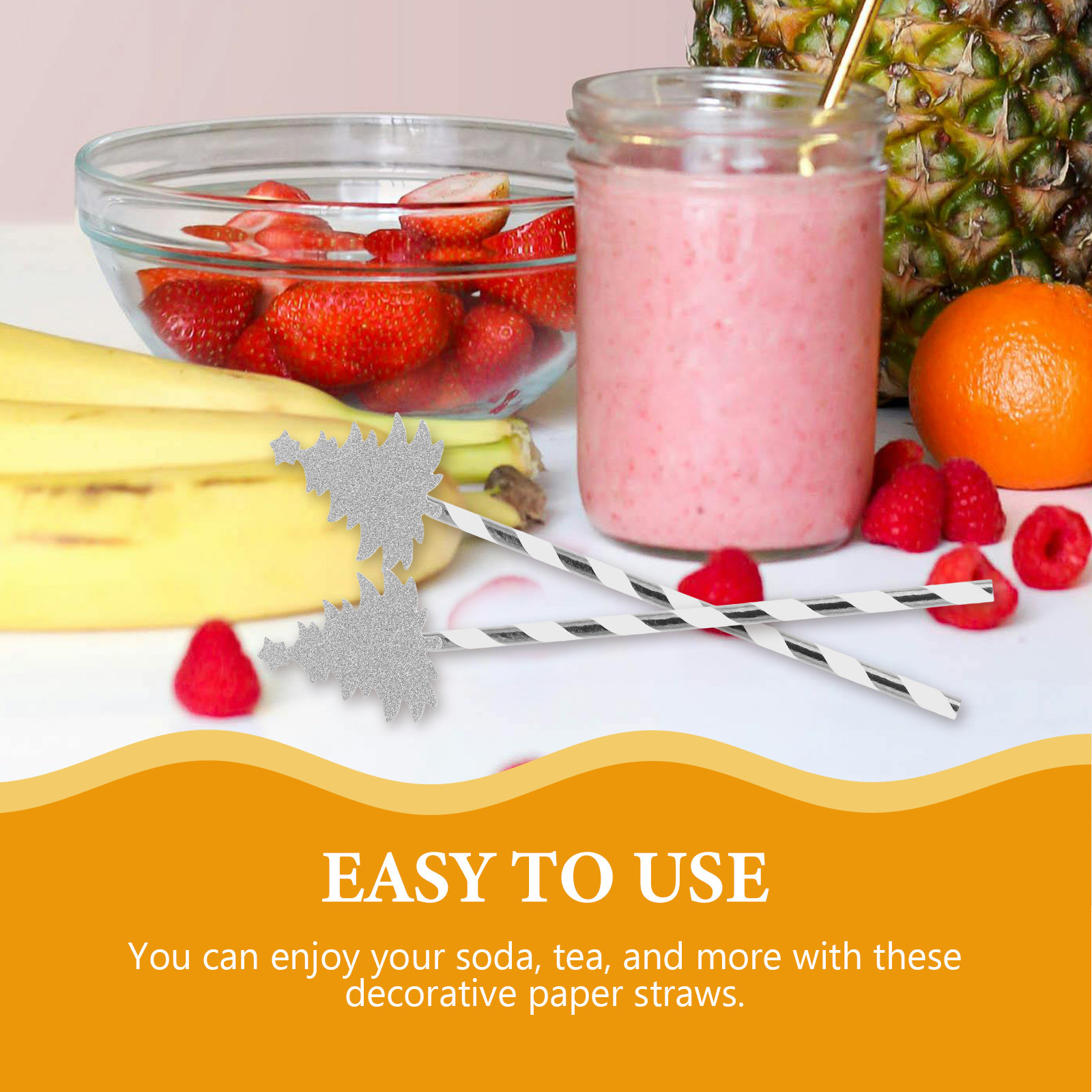 Paper Straw Color - 25 buah Sedotan Kertas Bertema Pohon