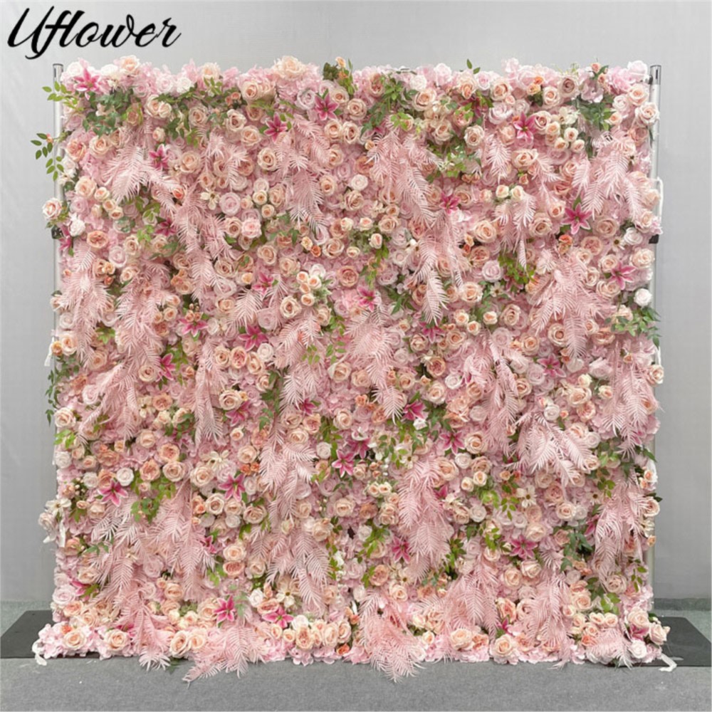 Flower Wall Panel - Bunga 5D Kain Mawar Merah Muda
