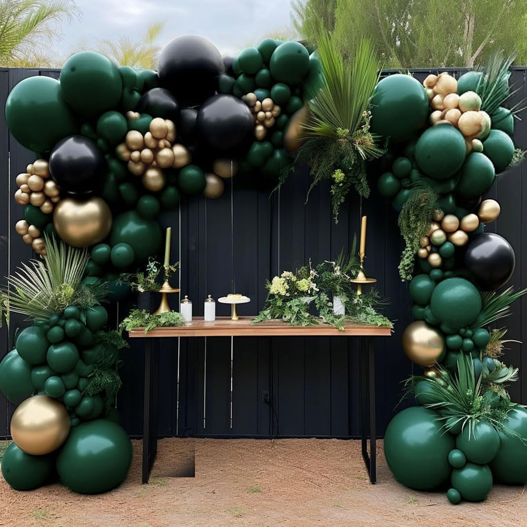 Balloon Arch Kit - Rangkaian Balon Warna Hitam, Hijau, dan