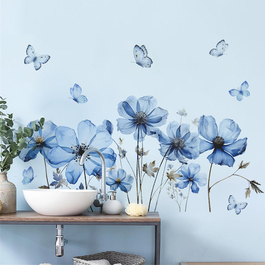 Flower Wall Panel - Stiker Dinding Kupu-kupu Biru Segar &