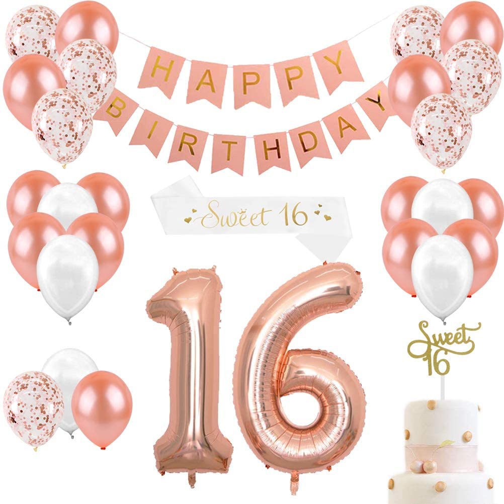Party Banner Gold - Dekorasi Ulang Tahun ke-16 untuk Gadis,