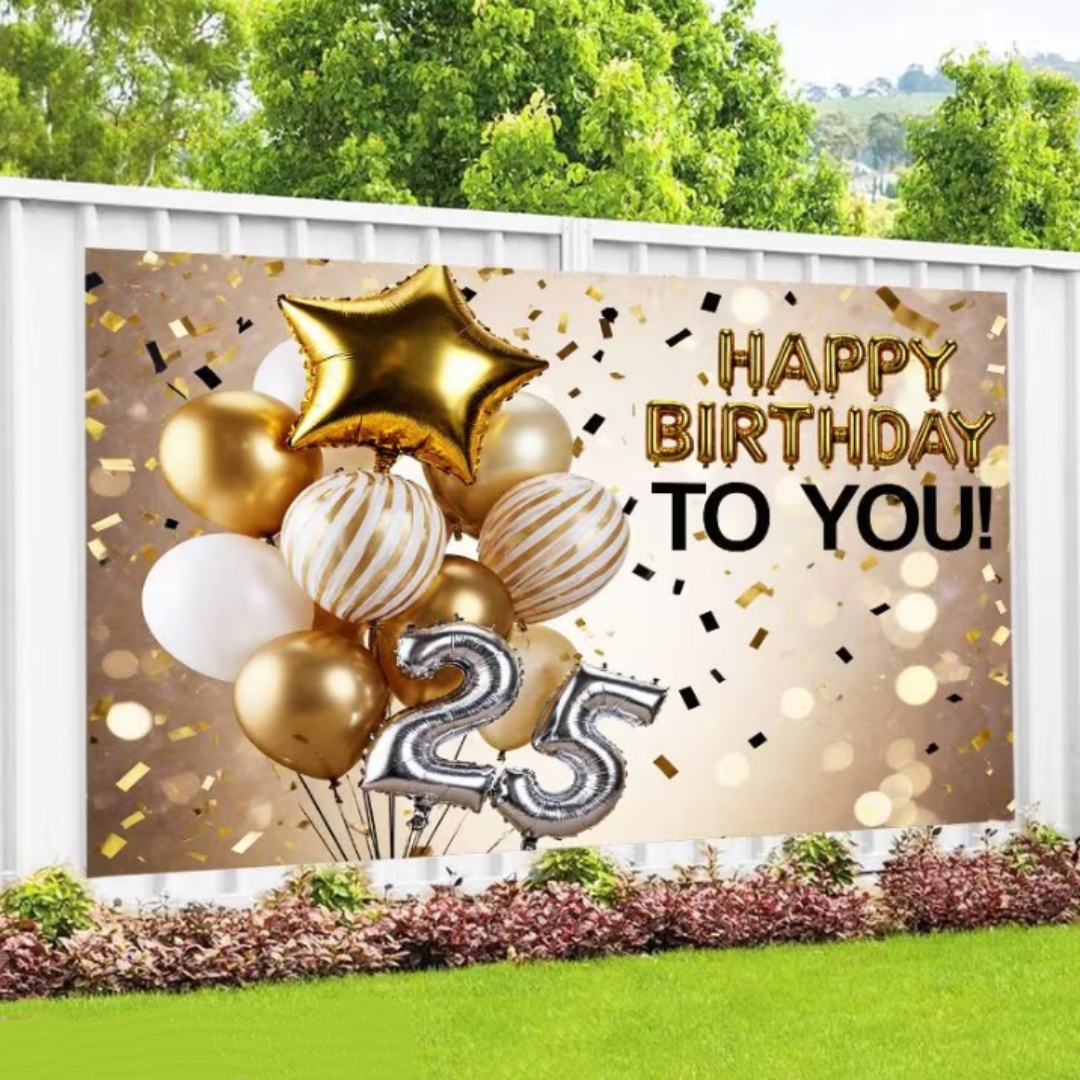 Latar Belakang Dekorasi Pesta  - Party Banner Gold ulasan dan harga