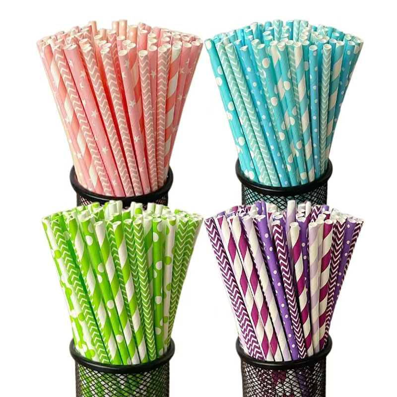 100 sedotan kertas bergaris se - Paper Straw Color ulasan dan harga