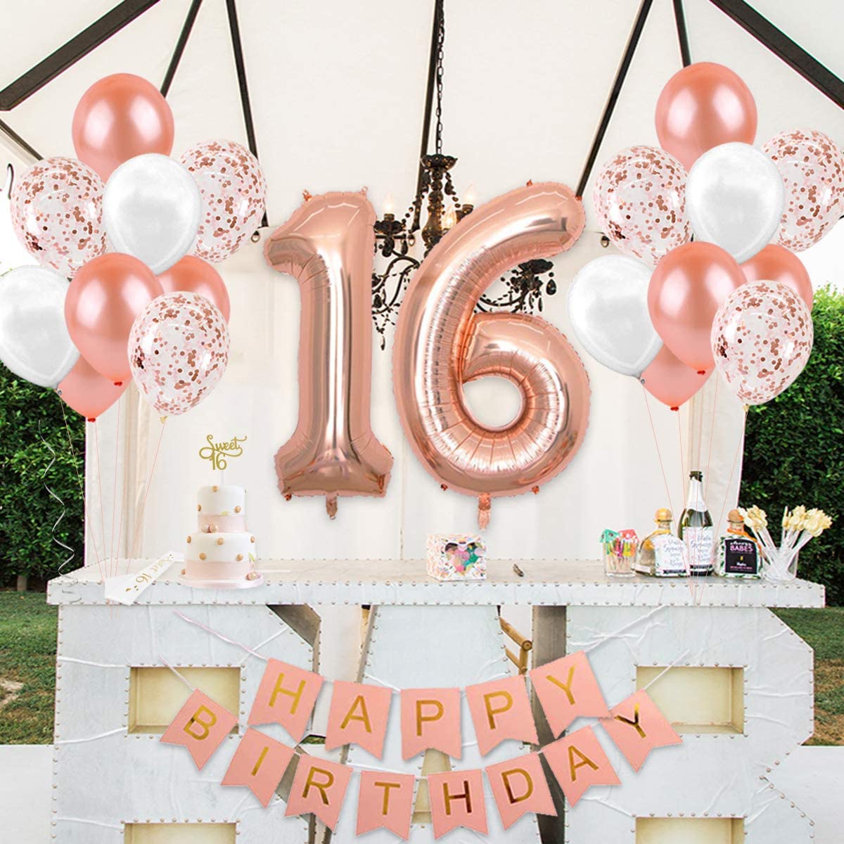 Dekorasi Ulang Tahun ke-16 unt - Party Banner Gold ulasan dan harga