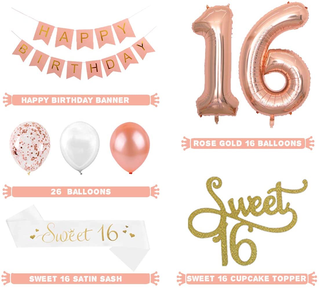 Dekorasi Ulang Tahun ke-16 unt - Party Banner Gold ulasan dan harga